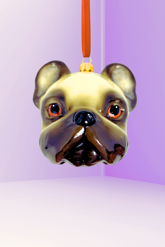 Didier the Pug Glass Christmas Ornament