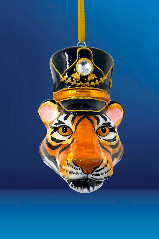 KRG Bengal Tiger Head Polish Glass Ornament