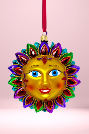 Sedona Red Sun Glass Ornament (R)