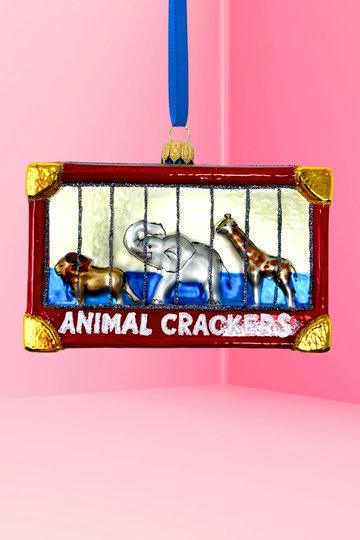 Animal Crackers Box Glass Ornament