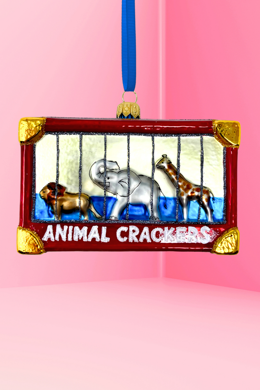 Animal Crackers Box Glass Ornament