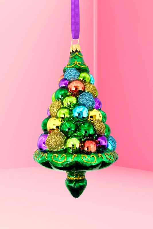 Decked Delight Tree Glass Christmas Ornament
