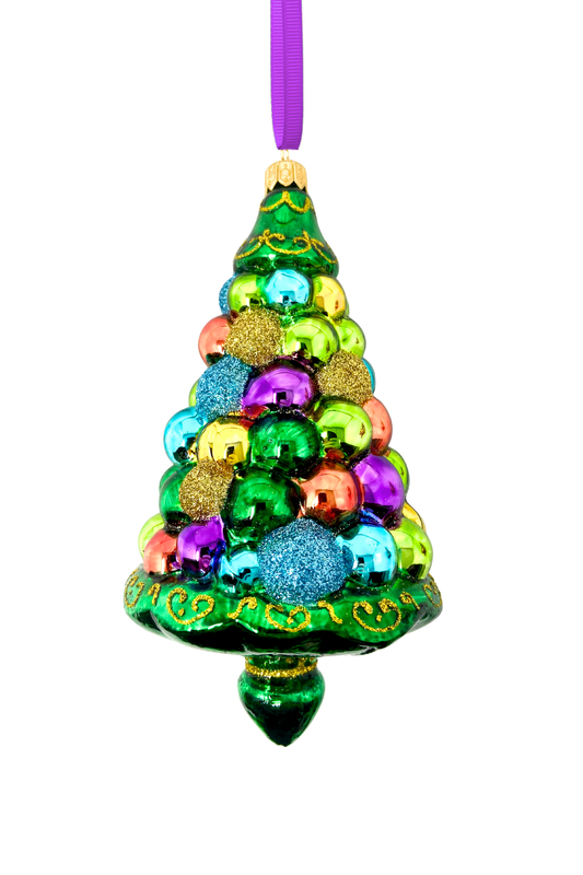 Decked Delight Tree Glass Christmas Ornament