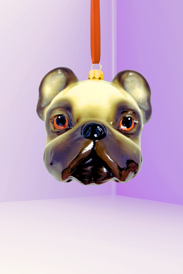 Didier the Pug Glass Christmas Ornament