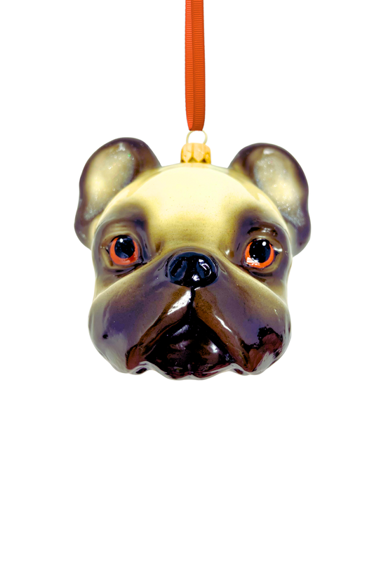 Didier the Pug Glass Christmas Ornament