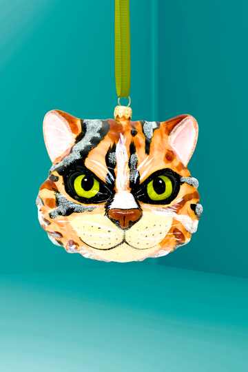 Fresh Fritz Cat Face Glass Ornament