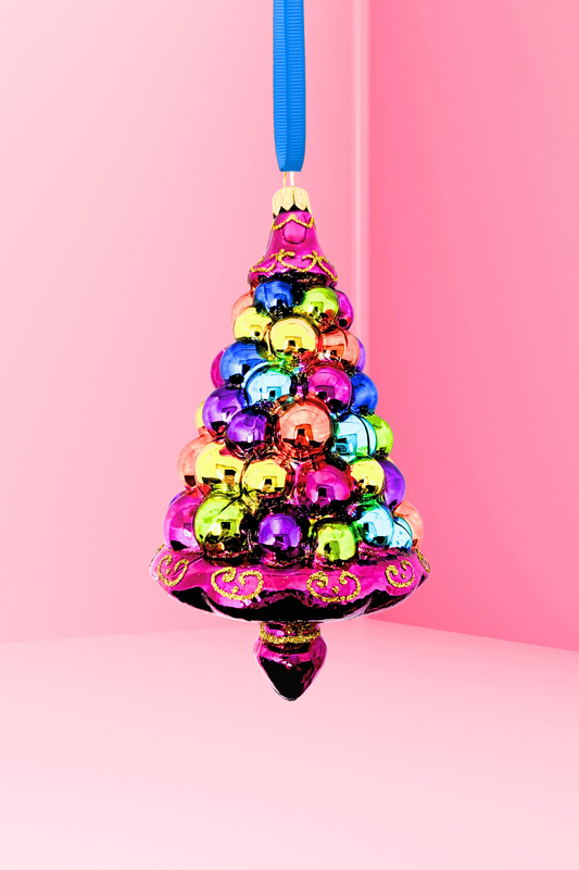 Fuchsia Fantasy Tree Glass Christmas Ornament