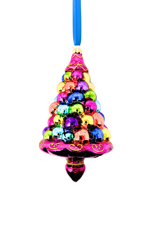 Fuchsia Fantasy Tree Glass Christmas Ornament