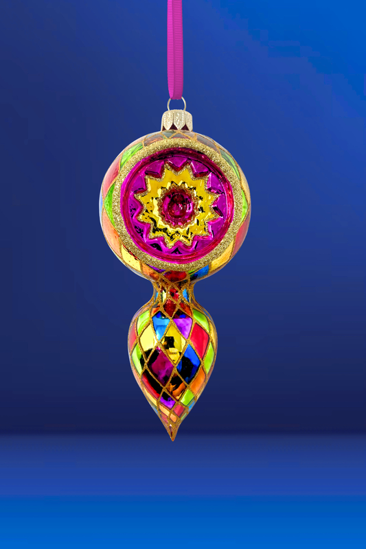 Harlequin Jewel Demure Glass Christmas Ornament