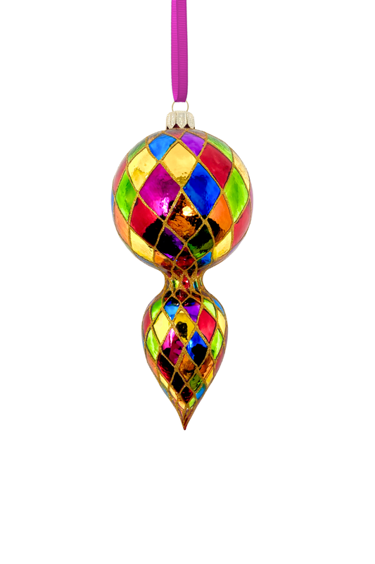 Harlequin Jewel Demure Glass Christmas Ornament