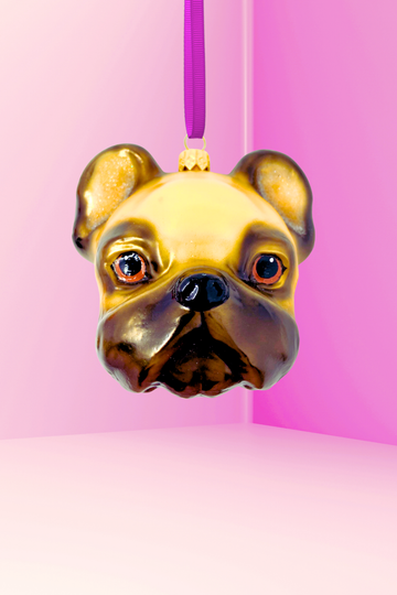 Julien the Pug Glass Christmas Ornament