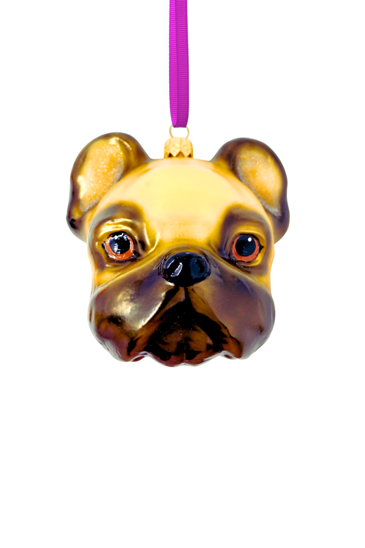 Julien the Pug Glass Christmas Ornament