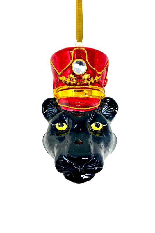 KRG Black Panther Head Polish Glass Ornament