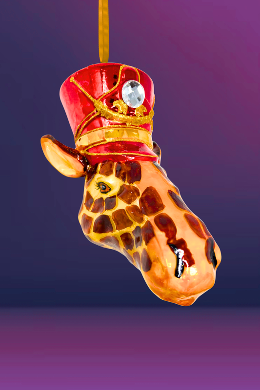 KRG Giraffe Head Polish Glass Ornament