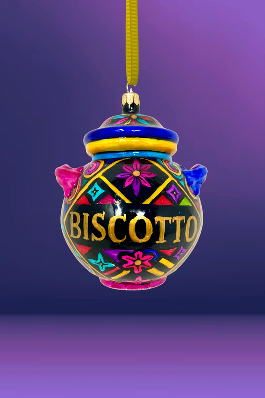 Mosaic Biscotto Jar Glass Christmas Ornament