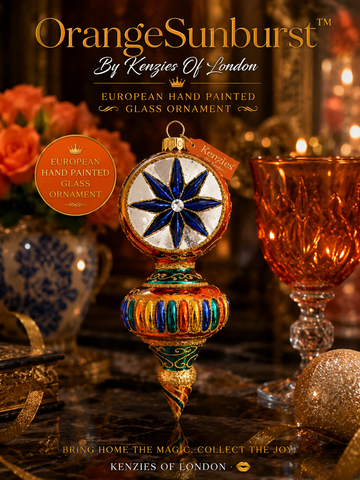 ORANGE SUNBURST GLASS CHRISTMAS ORNAMENT