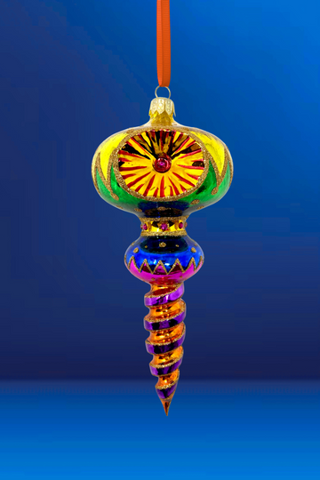 Ribbon Dance Reflector Polish Glass Ornament (Green)