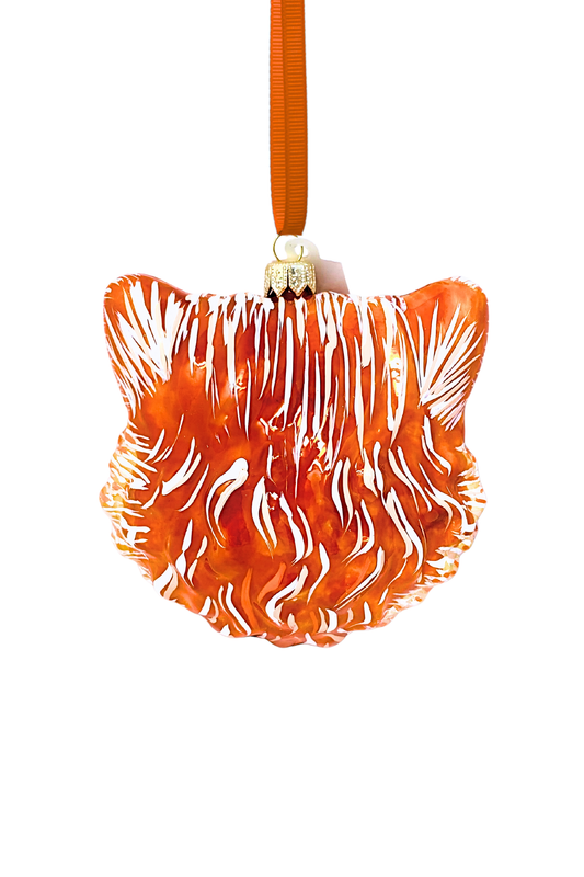 Rodney Ginger Cat Face Glass Ornament