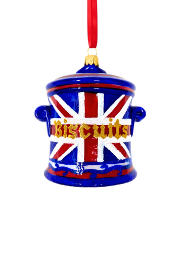 Union Jack Tea Biscuit Jar Polish Glass Ornament