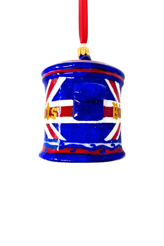 Union Jack Tea Biscuit Jar Polish Glass Ornament