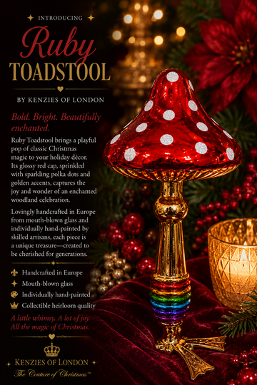 RUBY POLKA DOT TOADSTOOL CLIP ORNAMENT