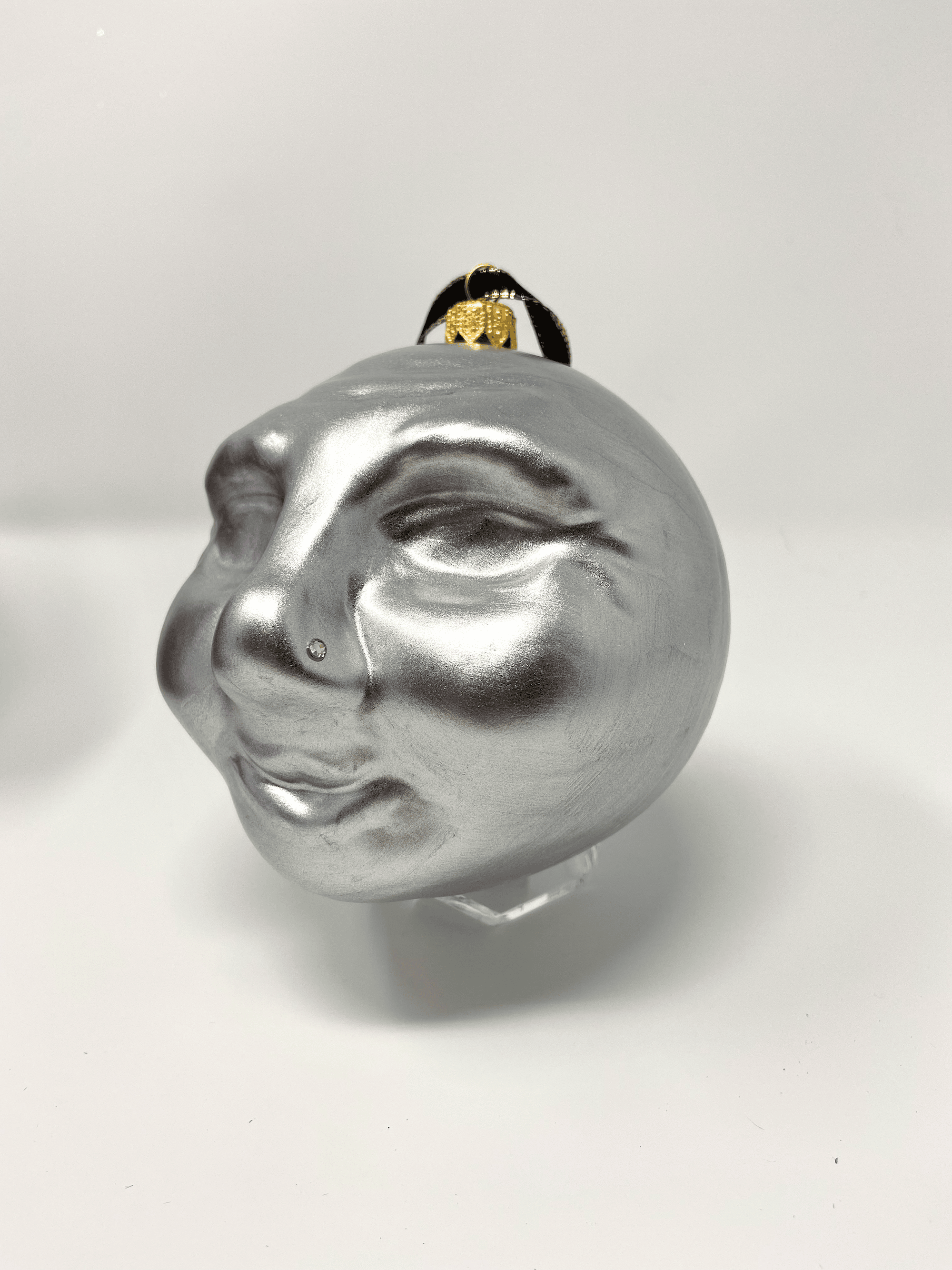 Man in the Moon Ornament Silver Face