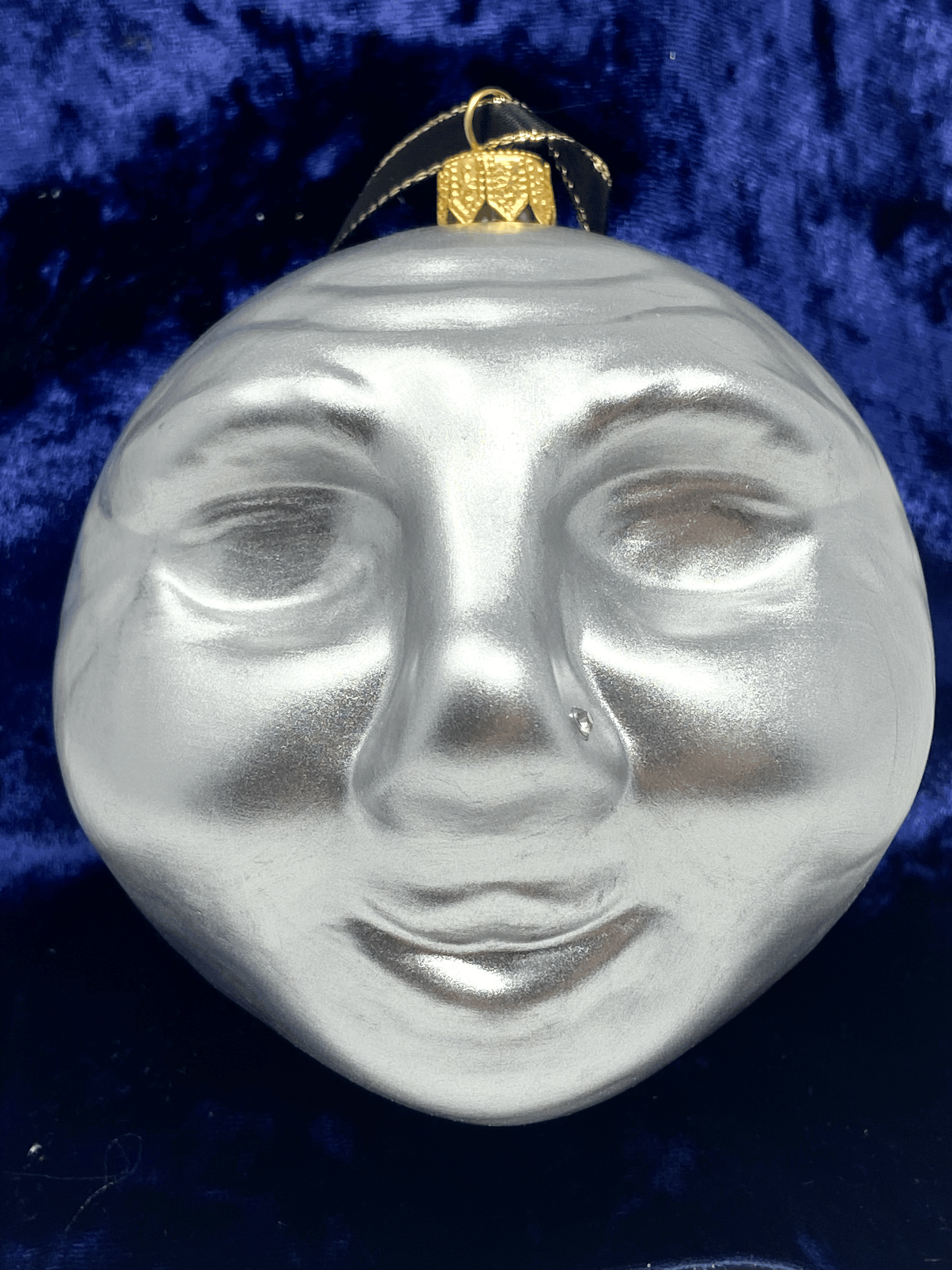 Man in the Moon Ornament Silver Face