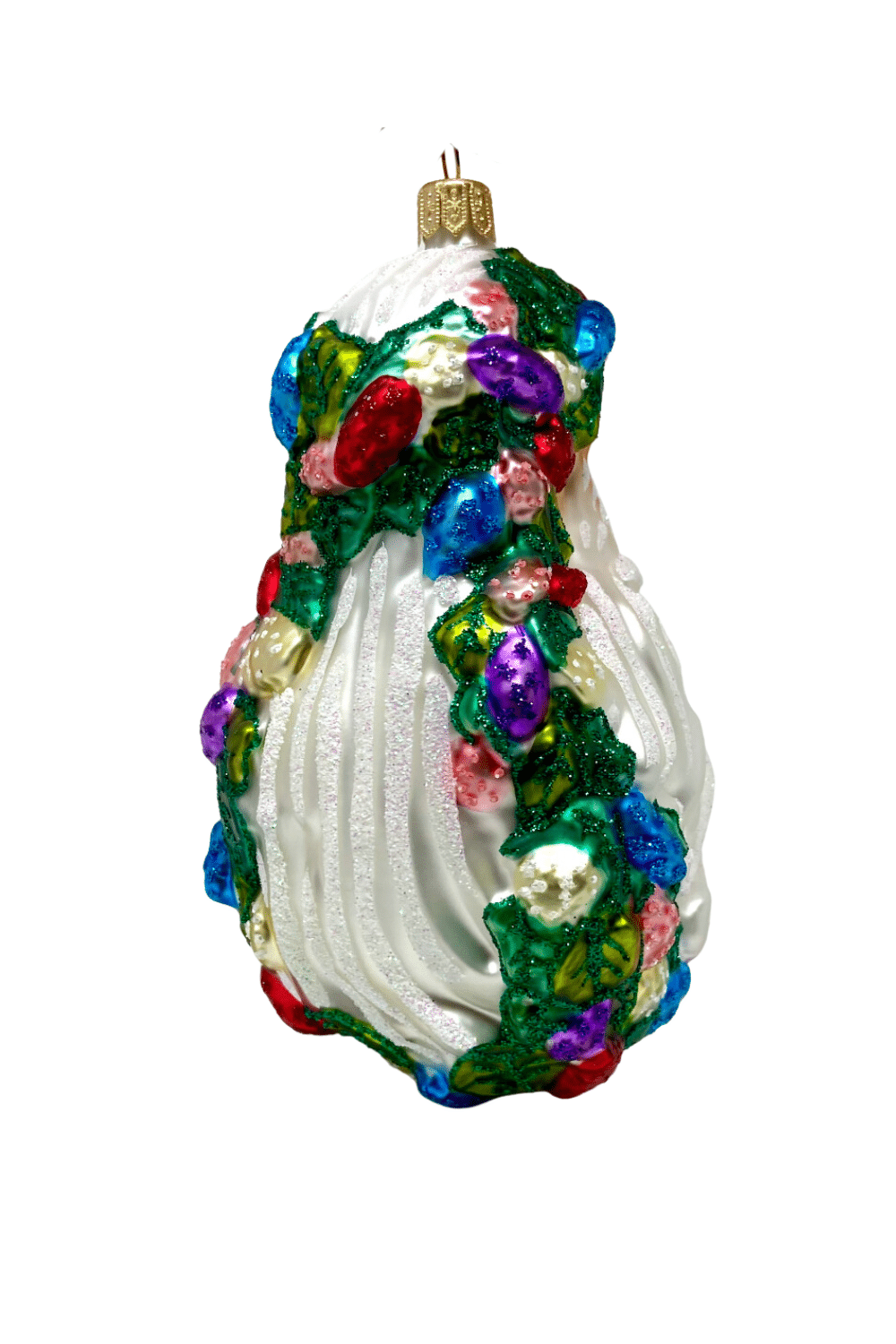 Floral Fetish Collection featuring bright blooms and pops of color. Glass christmas ornaments in different shapes.