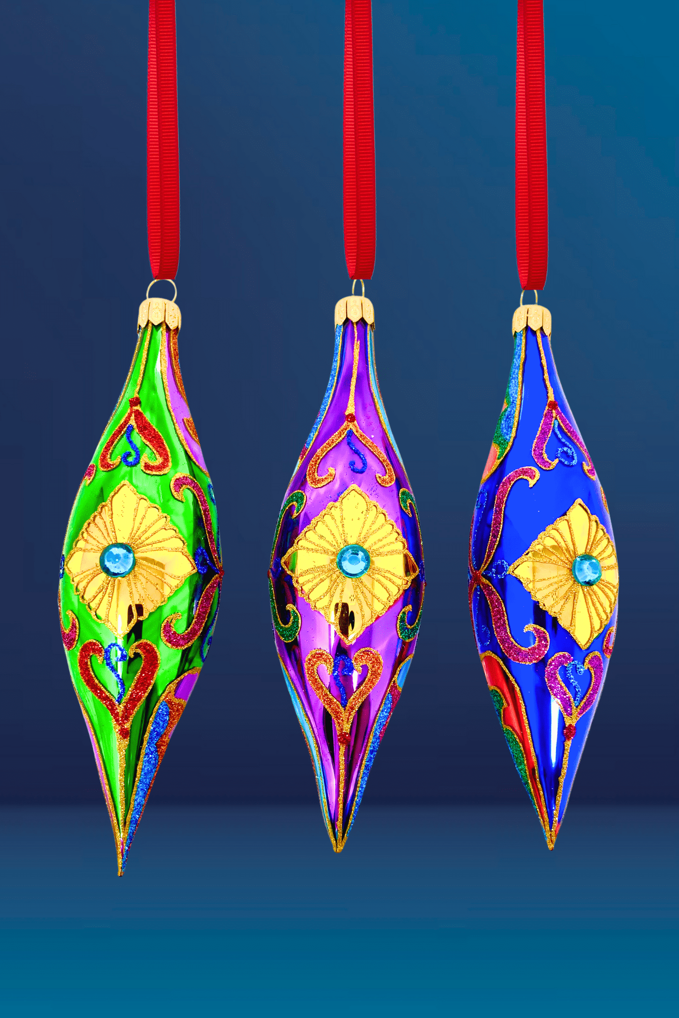 Sparkling Gem Batons Ornament Set/6 - Image 2